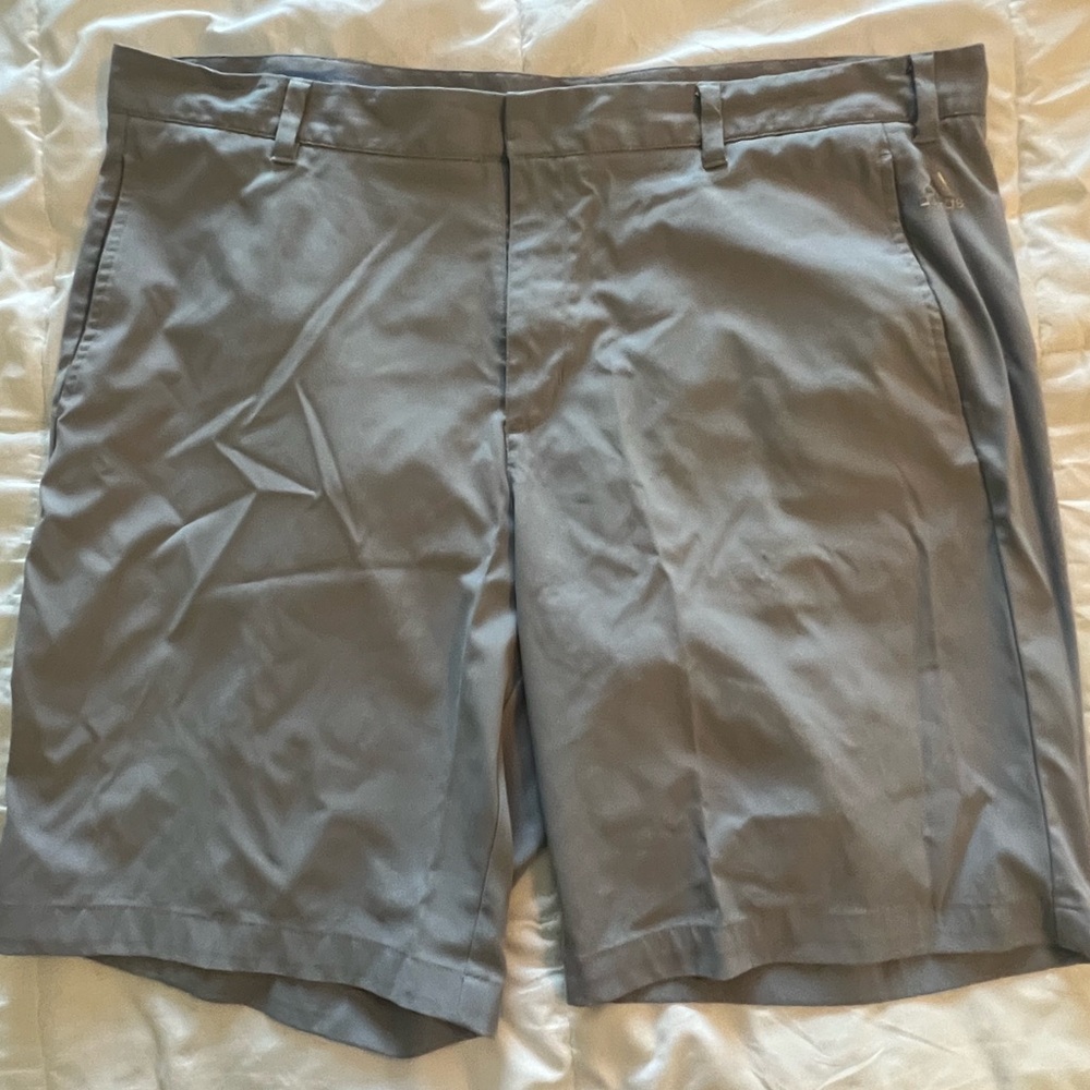 adidas Men's Light Gray Flat Front Shorts
